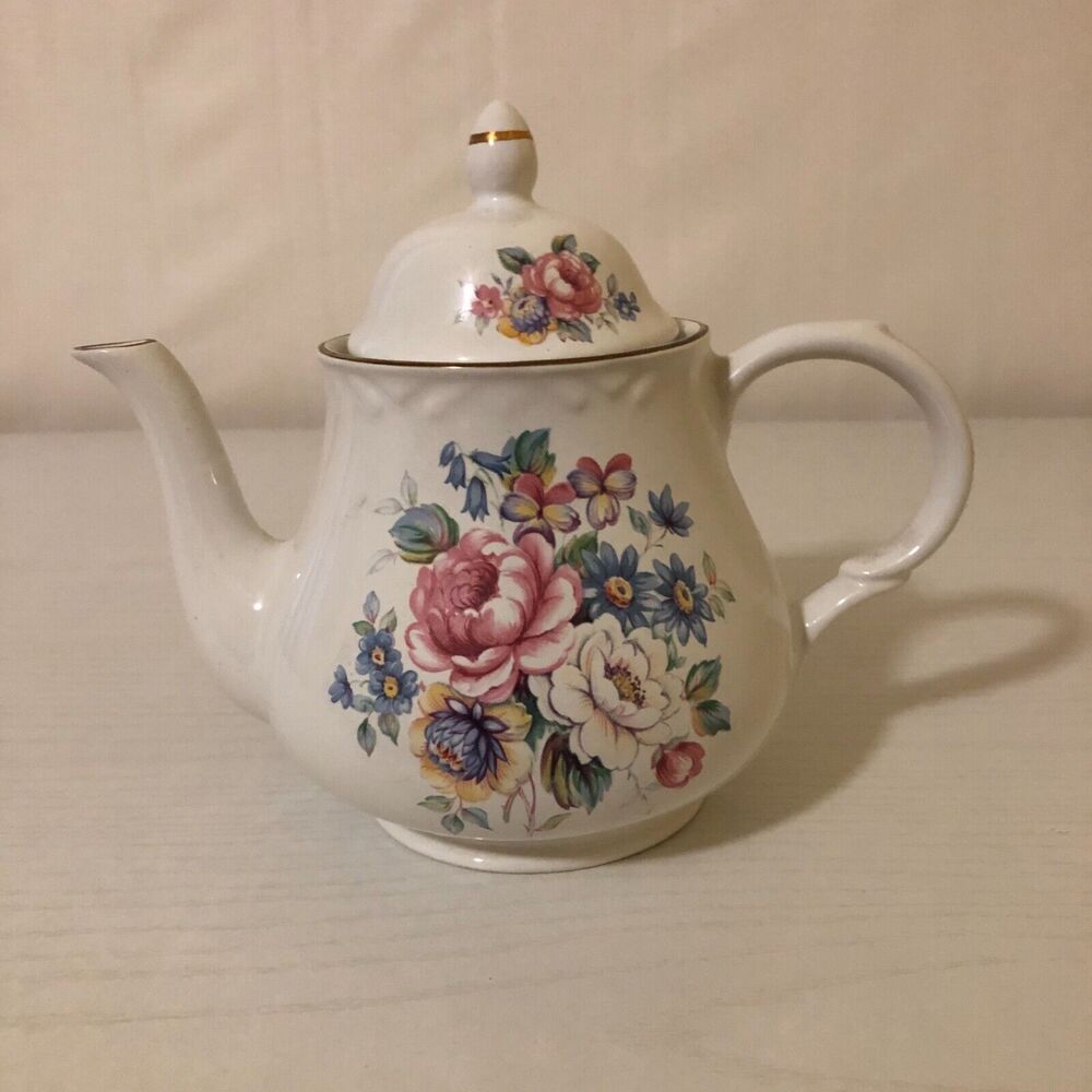 Vintage Arthur Wood & Son Teapot Staffordshire England #6454 Floral Design